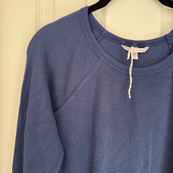 EUC Victoria’s Secret Fireside Long Jane Thermal Top Waffle Knit, Navy Blue, L - Picture 2 of 12
